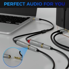 3.5Mm TRS to Dual 6.35Mm Stereo Y Splitter. 1/8 Inch Male to 2X 1/4 Inch Mono Fe