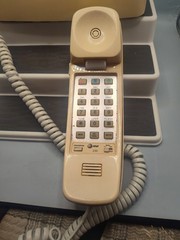 Vintage AT&T Trimline 230 Phone Beige Curly Corded Landline Desk Telephone