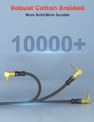 Aux Cable For Car 90 Degree Right Angle Auxiliary Stereo Jack 1.5Ft/0.5M
