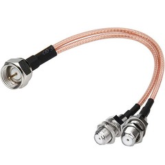 F Type Coax Cable Splitter To F Dual Female 3 Way 50 ohm RG316 Coaxial Cable