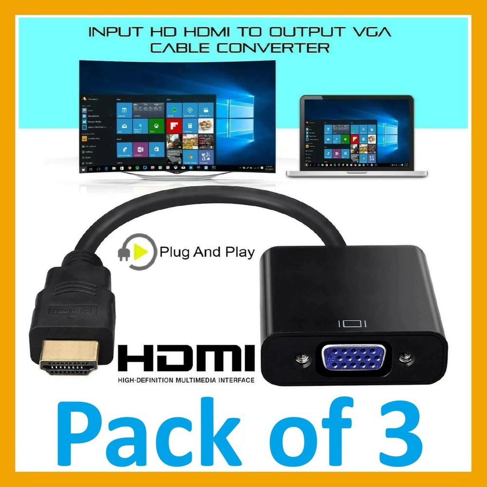 LOT 1-100 HDMI Male to VGA Female Adapter Converter Cable for Video HDTV DVD PC