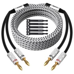 14 AWG Speaker Cable Wire 10 Feet with Gold-Plated Banana Tip Plugs-CL2 Rated…