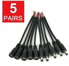 5pair 12V 5.5×2.1mm Male + Female DC Power Socket Jack Connector Cable Plug Wire