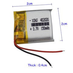 2pcs 3.7V 150 mah Polymer Li Battery 402020 2pin JST-PH 1.0/1.25/1.5/2.0/2.54 mm
