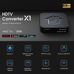 OTA 4K UHD ATSC 3.0 Converter Digital TV Tuner DRM TV Box Free 5 Channels DVR US