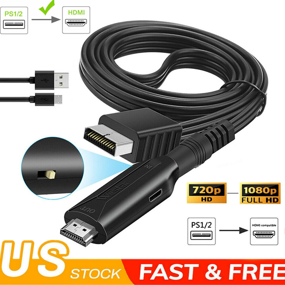 For Sony PS1/PS2 to HDMI Converter 1080p Game Console Audio Video Cable Adapter