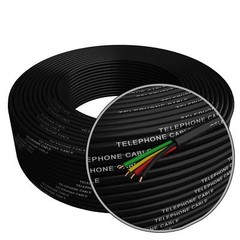 Phone Cable 300ft Rounded Black Roll 100m Long 4×1/0.4 26 Awg Gauge Solid Wire