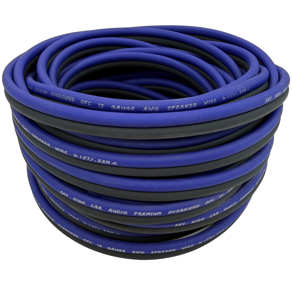 50′ feet OFC 12 Gauge AWG BLUE/BLACK Oxygen Free Speaker Wire Car Home Audio