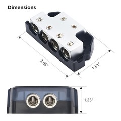 6-Way Power Distribution Block, 2 X 0/2/4 Gauge In & 4 X 0/2/4 Gauge Out for Car