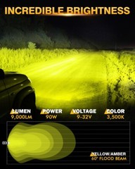 AUXBEAM 4″ 90W Amber LED Work Light Bar 4WD Offroad Flood Pods Fog Driving Lamps