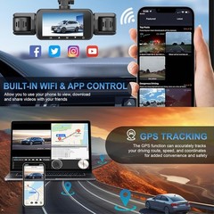 360 Degree View 4 Channel Dash Cam Front and Rear Inside Left Right, Dash Camera
