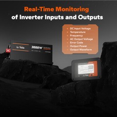 LiTime 3000W Pure Sine Wave Inverter 12V DC to 120V AC with Real-Time Monitoring