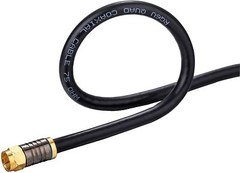 Black RG6 Coax Cable Quad Shield Internet Satellite TV Antenna with Barrel LOT