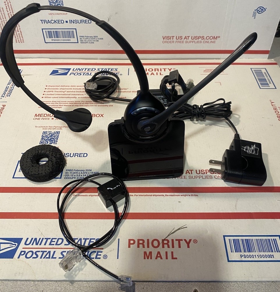 Plantronics CS510 Working Headset WH300 With Base C052 And Cords – Black Check