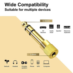 5x TRS Stereo Audio Headphone Adapter 6.35mm 1/4″ Male to 3.5mm 1/8″ Female Jack