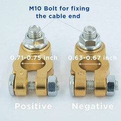 1 Pair Heavy Duty Brass Battery Terminal Connectors Top Post Clamp Set Car