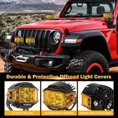Auxbeam V-max 4″ LED Pods Work Lights Bar Cube Driving Lamp + Black Amber Covers