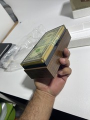 Vintage Lucite $500 1974 US One Dollar Bills Paperweight AM Radio Retro New