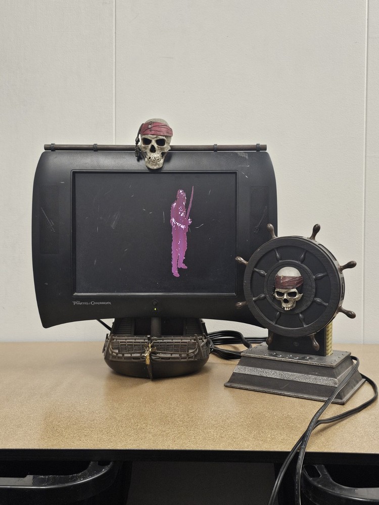 Vintage 2000s Disney Pirates Of The Caribbean Black Pearl LCD TV And Dvd Player