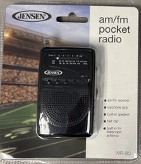 Jensen MR-80 AM/FM Portable Pocket Radio Small Compact NEW for Seniors Emergency