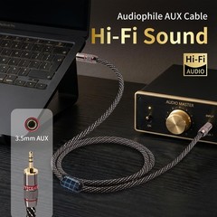 Audiophile HiFi Audio Cable–3.5mm to 3.5mm,6N OFC Core,24K Gold-Plated Plugs,…