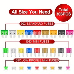 306PCS Car Fuse Kit – Auto Fuses with Tester & Puller