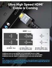 HDMI 2.1 Cable HDMI 8K@60hz 4K@120Hz 144Hz 240Hz Certified 48Gbps eARC ARC 3.3ft