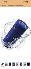 Blue Waterproof Portable Bluetooth Cylinder Speaker w/ LED Ring, AUX USB