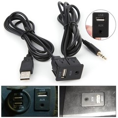 AUX USB Cable, 3.5mm Auto Audio Cable Extension Adapter Flush Black