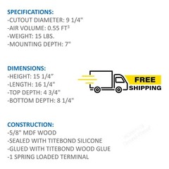 10″ Single Sealed Sub Box Subwoofer Enclosure For Regular Cab Trucks