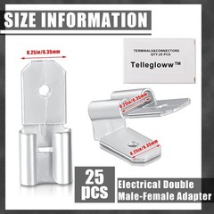 25 Pcs Double Piggyback Spade Connectors, Electrical Double Male Female Adapter,