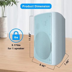 4 Pack 6.5″ Outdoor Bluetooth Speakers 800W Waterproof Wired Wall Mount Patio