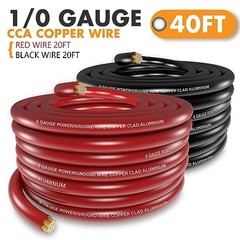 1/0 Gauge CCA Wire Battery Cable Copper Clad Aluminum 40FT Wire + ANL Fuse