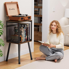 Simple Trending Record Player Stand, Storage up to 100 Albums, Vinyl Record Hold