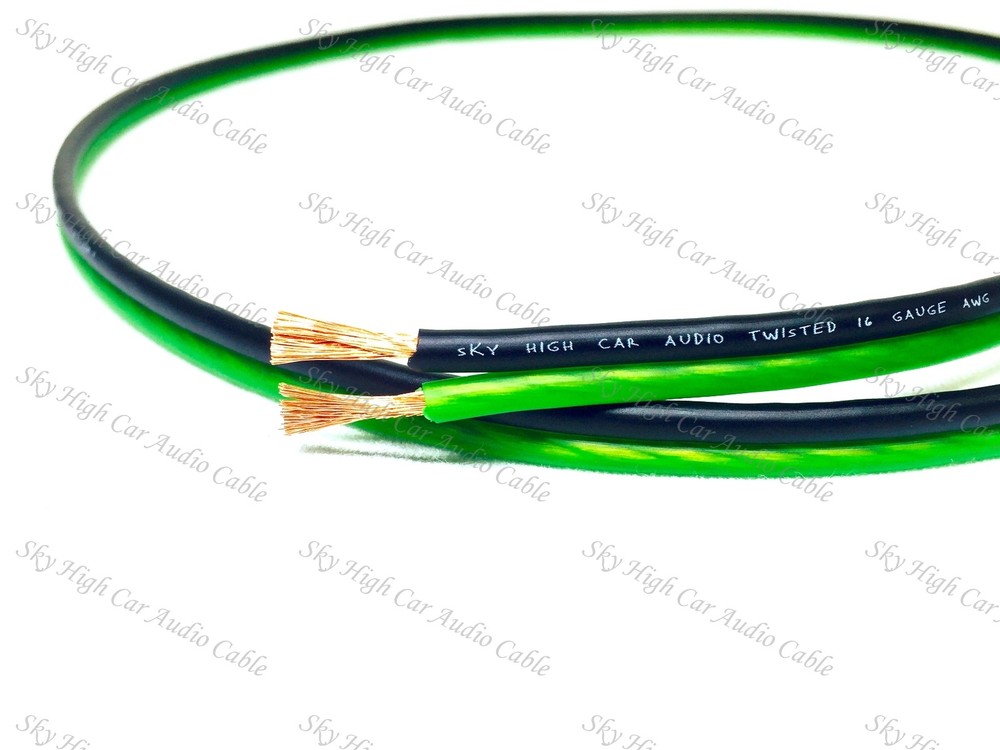 100 ‘ feet TRUE 16 Gauge AWG GREEN/BK Speaker Wire Car Home Sky High ft