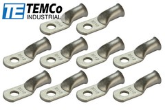 10 Lot 4 AWG 1/4″ Hole Ring Terminal Lug Tin Plated Copper Uninsulated Gauge