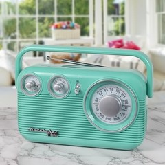 SB2003BT Bluetooth Retro Portable AM/FM Radio with AC or Battery Teal