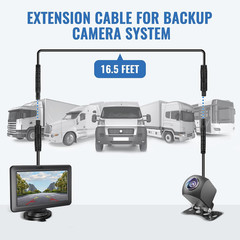 EWAY 4 Pin Extension Cable (16.5FT/5M) for Dash Cam Rear View Backup Camera Reve