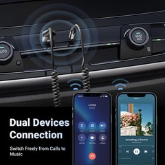 UGREEN Aux to Bluetooth 6.0 Adapter 2.76 IN * 6.3 * 0.67 IN, Dark Grey