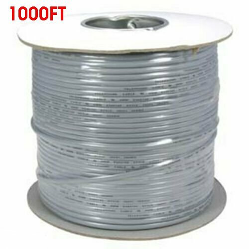 1000FT 26AWG 4 Conductor Stranded Telephone Phone Line Flat Cable Cord 1000’Feet