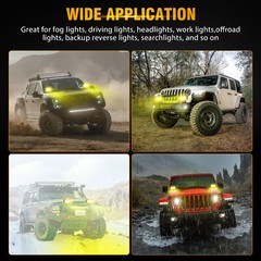 AUXBEAM 4″inch Yellow LED Work Driving Light Pods Fog Lamps & Cover Shield Combo