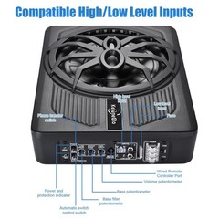 1200W Powered Car Truck Sub: Slim Under-Seat 10″ Subwoofer w/ Amp Kit Speaker