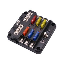6 Way 12V 24V Auto Car Power Distribution Blade Fuse Holder Box Block Panel