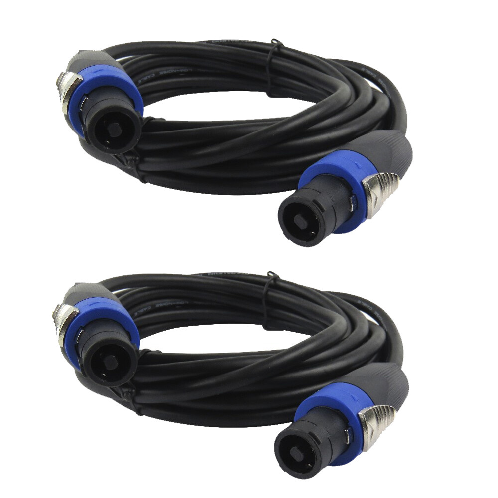 2-Pack 15 Ft Speakon to Speakon Cable 12 Gauge AWG Wire Audio PA Speaker Cables