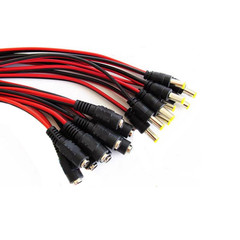 10 Pairs 12V 5A DC Power Pigtail Barrel Plug 2.1Mm X 5.5Mm Male Female Connector