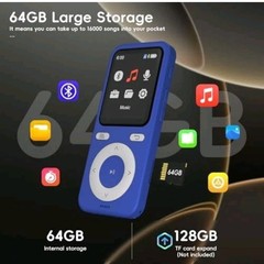 64GB MP3 Player withtooth,tooth Portable HiFi Lossless Sound MP3 Player Blue