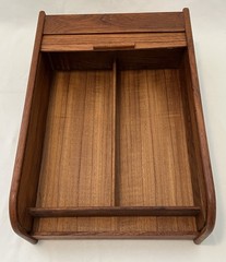 Vintage Indonesia Wooden Teak Tambour Roll Top Cassette Holder Case 14×10 Inch