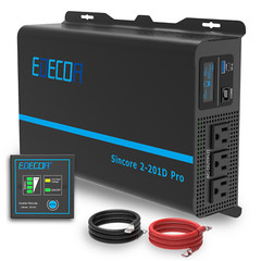 EDECOA Power Inverter Pure Sine Wave 12V DC to 120V 2000W AC USB Type C PRO