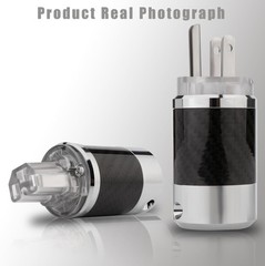 Pair Carbon Fiber 15A/125V IEC320 C13 Rhodium Plug Hifi Audio Power Connector