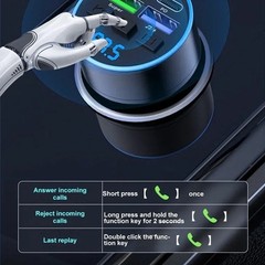 66W Bluetooth 5.0 FM Transmitter Car Phone Charger USB Cigarette Lighter Car